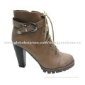 Women's high-heeled dress boots, peep toe style trendy design, metal rivets and buckles decorated